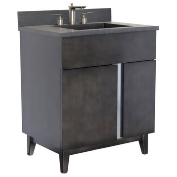 31" Single Vanity, Silvery Brown Finish With Black Concrete Top