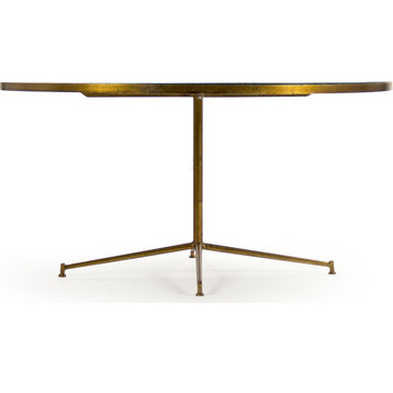 Caine Coffee Table - Deep Green Marble Top, Gold Leaf Base