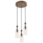 LALUZ - Farmhouse 3-light Glass Pendants Flush Mounts Transitional Lighting - Beautifully handcrafted iron flush mount light showcasing a trio of jar pendant lighting fixtures with adjustable cord. Hung above tables, counters or in hallways, its lighthearted charm warms up any space. Add this light to your breakfast nook, dining area or even over tables in a coffee shop, you are sure to gather compliments over this charming collection of pendants.