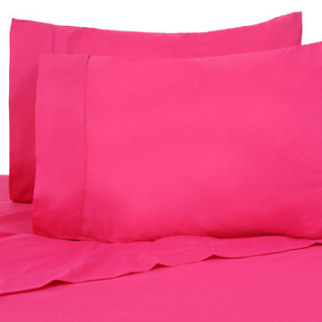 Premier Colorful Bright 4 Piece Microfiber Sheet Set, Hot Pink, Full