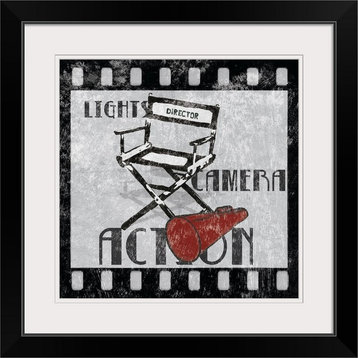 "Lights Camera Action" Black Framed Art Print, 24"x24"x1"