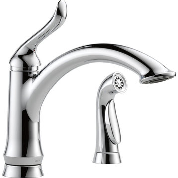 Delta Linden Single Handle Kitchen Faucet With Spray, Chrome, 4453-DST