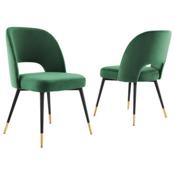 Rouse Performance Velvet Dining Side Chairs, Set of 2 Emerald