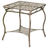 Pemberly Row Iron Patio End Table in Bronze