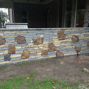 Houston Outdoor Kitchen With Unique Mix of Stone