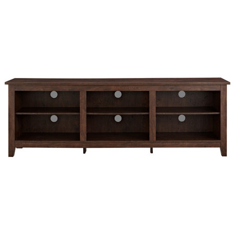70" Wood Media TV Stand Storage Console, Traditional Brown