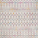 JONATHAN Y - Moroccan HYPE Boho Vintage Diamond Runner Rug, Ivory/Multi, 5 X 8 - In shades of ivory and multi colors, this Moroccan trellis is Inspired by timeless vintage designs and crafted with the softest polypropylene available. Originating with the Berber tribes of North Africa, this beautiful linear pattern is made modern in a deep cream yarn power loomed for durability. The simple geometric stripes, triangle and diamond motifs will give a fresh look to any room.
