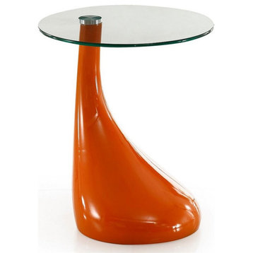 Manhattan Comfort Lava Plastic/Tempered Glass Accent Table in Orange/Clear