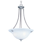 Maxim Lighting International - Malaga 3-Light Invert Bowl Pendant, Satin Nickel, Frosted - Brighten your home with the Malaga Invert Bowl Pendant light. This 3-light pendant can be hung alone or with another over the kitchen island or dining table. Finished in satin nickel with frosted glass, the Malaga Invert Bowl Pendant complements nearly any existing color scheme.