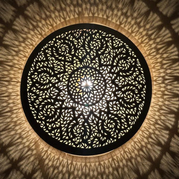 Moroccan Wall Light – Round Brass Backlit Sconce