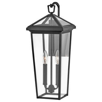 Hinkley Alford Place 20" Md Outdoor Tall Wall Mount Lantern, Museum Black