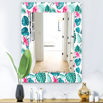 Tropical Mood Foliage 20 Bohemian And Eclectic Frameless Vanity Mirror, 24x32