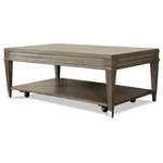 Riverside Furniture - Riverside Furniture Dara Two Rectangular Coffee Table - Dara II is a modern and elegant collection with straight lines, tapered feet and metallic accents. Beautifully framed panels add the perfect touch to each piece. This collection comes in our Gray Wash finish. Constructed of hardwood solids and Oak veneers.