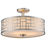 Z-Lite - Elea 3-Light Semi Flush Mount Ceiling Light In Brushed Nickel - This 3-Light Semi Flush Mount Ceiling Light From Z-Lite Is A Part Of The Elea Collection And Comes In A Brushed Nickel Finish.It Measures 10" High X 16" Wide. This Light Uses 3 Medium Bulb(S). Dry Rated. Can Be Used In Dry Environments Like Living Rooms Or Bedrooms. This item includes a 1 year warranty. This item ususally ships in 2 days.   This light requires 3 ,  Watt Bulbs (Not Included) UL Certified.