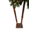 6ft Lighted Artificial Tropical Outdoor Patio Palm Tree Duo, Clear Lights