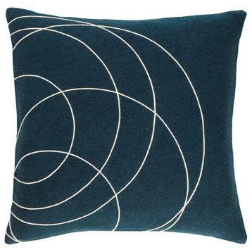 Solid Bold by B. Berk for Surya Pillow Cover, Dk.Blue/Cream, 22x22