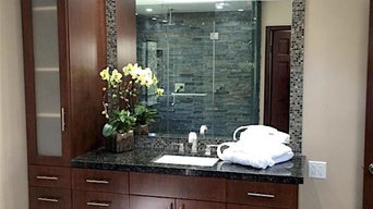 Black Stone and Dark Cabinets - Bathroom Remodeling