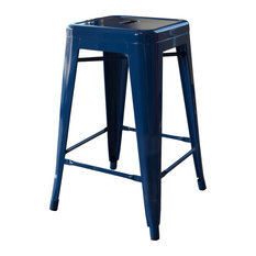 Amerihome - Loft 24" Metal Bar Stool, Set of 4, Blue - Bar Stools and Counter Stools