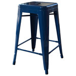 Buffalo Corporation - Amerihome Loft Black 24" Metal Bar Stools, Set of 4, Blue - These 24 Inch AmeriHome Metal Bar Stools are great for man caves, dorm rooms, and basement bars. Available in popular team colors, show your support for your Alma mater or hometown team. Ideal for small spaces, the bar stools easily and neatly stack together, making them easy to stash out of the way for storage. A handle in the seat makes the stools easy to pick up and move. Lightweight and sturdy, each stool weighs only 11 lbs., but is strong enough to hold up to 330 lbs.