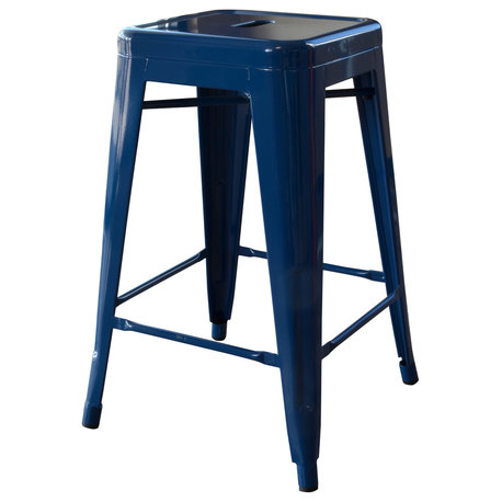 Amerihome BS24GOLD Loft Gold 24" Metal Bar Stools, Set of 2, Blue