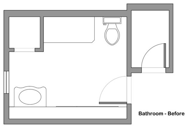 Floor Plan Before and After: Family Bathroom Accommodates Family of Four