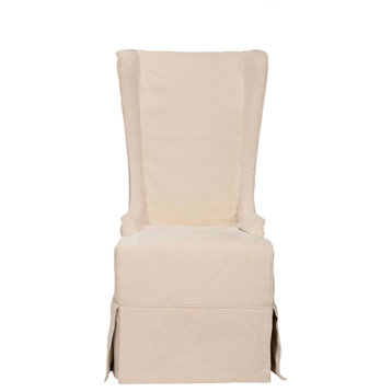 Lauren 20'' H Linen Dining Chair (Set of 2 ) Natural Cream/ Cherry Mahogany