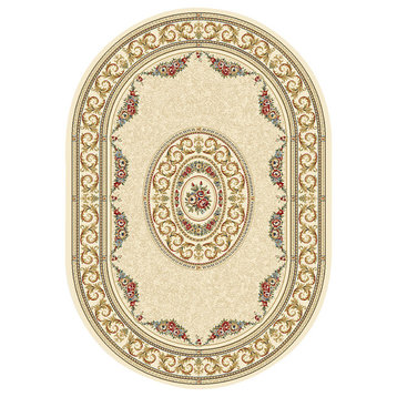 Dynamic Rugs Ancient Garden 57226 Rug, Ivory, 6'7"x9'6" Oval