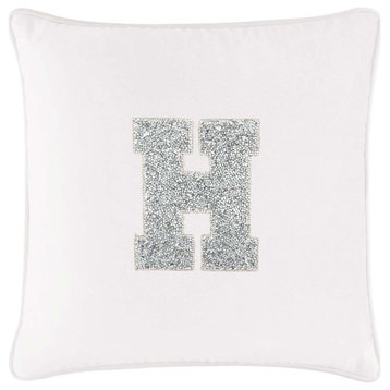 Sparkles Home Luminous Rhinestone Monogram Pillow, 16", White Velvet