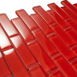 1x3 Red Glossy Subway Glass Mosaic Tiles - Home Accessories & Decor