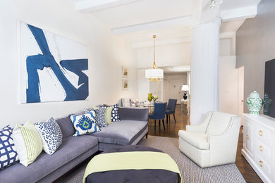 Example of a trendy living room design in New York