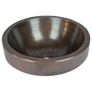Round copper sink with apron 3"