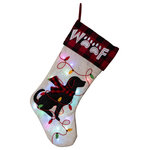 Glitzhome,LLC - 21" LED Embroidered Linen Christmas Stocking, Dog - LED embroidered linen christmas stockings are the special decorating part to welcome Santa. We provide the handcraft one for you to celebrate the very season in the year, with high quality material, you can experience the soft &smooth touch, and is safe for your younger kids.