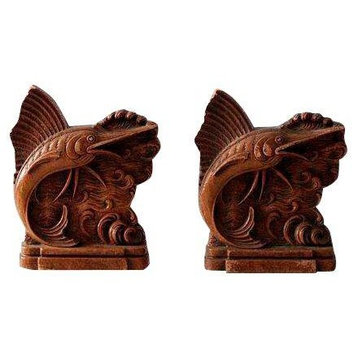 Consigned, Vintage Sailfish Pressed Wood Bookends, Set of 2