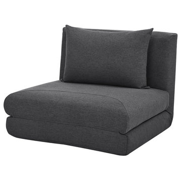 Modern Sleeper Chair, Polyester Upholstery and 5 Convertible Positions, Charcoal