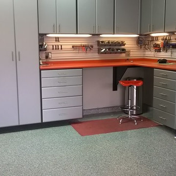 Residential Garage With Custom Cabinets