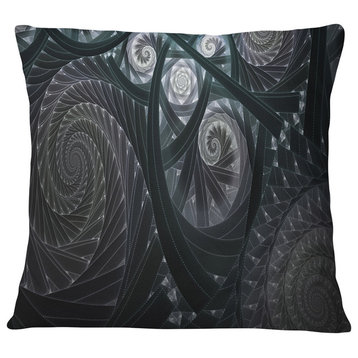 Dark Spiral Fractal Flower Digital Art Floral Throw Pillow, 18"x18"
