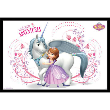Sofia The First Unicorn Adventures Poster, Black Framed Version