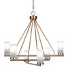 Trinity 6 Light Chandelier Shown, New Age Brass Finish, 2.5" White Marble