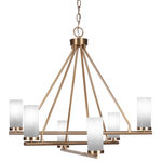 Toltec Lighting - Trinity 6 Light Chandelier Shown, New Age Brass Finish, 2.5" White Marble - Enhance your space with the Trinity 6-Light Chandelier. Installing this chandelier is a breeze - simply connect it to a 120 volt power supply. Set the perfect ambiance with dimmable lighting (dimmer not included). The chandelier is energy-efficient and LED compatible, providing convenience and energy savings. It's versatile and suitable for everyday use, compatible with candelabra base bulbs. Maintenance is a minimal with a damp cloth, as no chemicals are required. The chandelier's streamlined hardwired design adds a touch of elegance to any room. The durable glass shades ensure even light diffusion, creating a captivating atmosphere. Choose from multiple finish and color variations to find the perfect match for your decor.