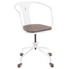 Lumisource Oregon Task Chair, White Metal and Espresso Wood