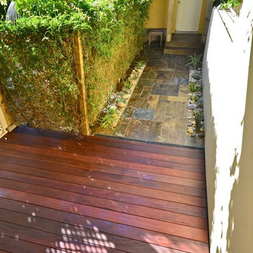 Outdoor ipe and slate walkway