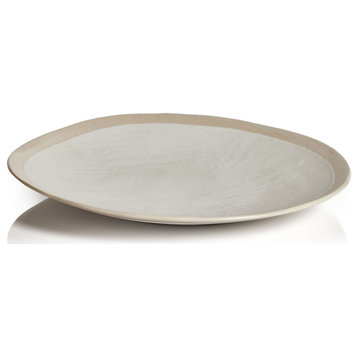 Amiah Organic Textured Ceramic Platter, 13.5"