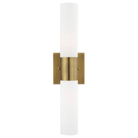 Livex Lighting Aero 2-Light ADA Bath Vanity Wall Light, Antique Brass