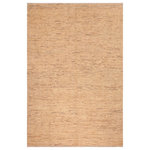 Bareens Designer Rugs - Modern Gabbeh Robbie Tan/Brown Wool Rug - 7'9'' x 9'6'' - With strict standards of craftsmanship and quality of materials used this modern inspired hand knotted Gabbeh rug is a unique piece of world art. A fashionable handmade rug crafted by skilled artisans with trendy and elegant design with sophisticated modern color pallet creates a compelling focal point in any living area. Hand-knotted Gabbeh rugs are the simplest of all oriental handmade rugs, featuring small animal and human figures on an empty field. They are also designed with colorful geometric shapes which makes them unique and versatile. A hand-knotted Gabbeh rug is referred to as a modern contemporary and geometric piece of art. Intricately hand-knotted with luxurious wool and outstanding quality this rug meshes with classic to contemporary decor seamlessly.