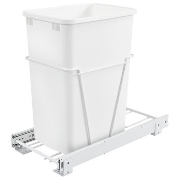 White Steel Pull Out Waste/Trash Container, 10.63"Wx22"Dx19"H