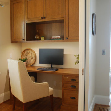 Custom oak cabinetry in work from home office