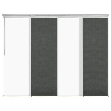 Navajo White-Koala Gray 4-Panel Track Extendable Vertical Blinds 48-88"x94"