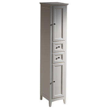 Oxford Antique-Style White Tall Bathroom Linen Cabinet