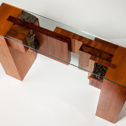 side table, Teak ply,Mahogany, glass top - Products