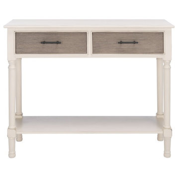 Ryder 2Drw Console Table Distrssed White/Greige Safavieh